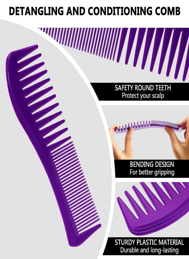 SIMPOR Detangling Hair Comb for Women Double Tooth with Wide and Fine Teeth Shower Combs for Wet Curly Style Barber Comb for Thin Thick Curly Straight Hair for Women Men Purple - Image 2